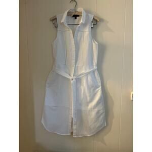 Banana Republic Women's White Sleeveless Belted Shirt Dress Size 6 Casual